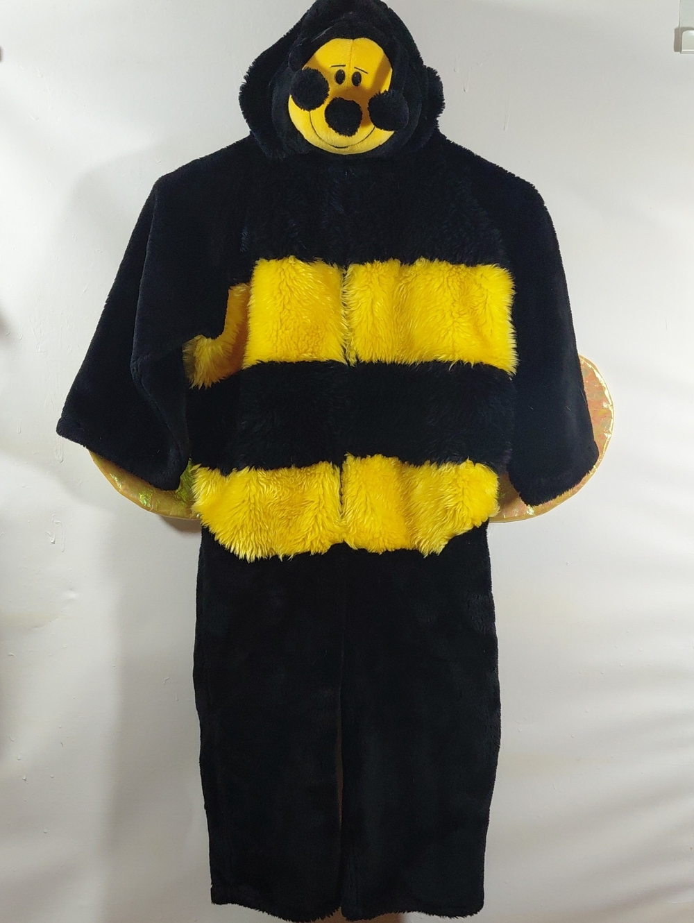 Chrisha Playful Plush Kids Black & Yellow Bee Hooded Coat Jacket w/Zip Ages 4-6